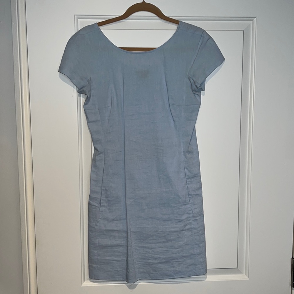 Theory linen mini shift dress size 2 in powder blue